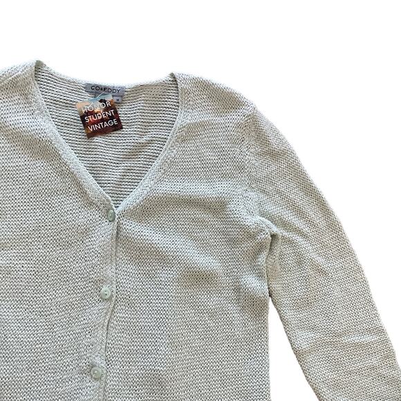 1990s VTG Co & Eddy Mint Green Fine Knit Button Up Lightweight Cardigan Medium - Picture 3 of 5